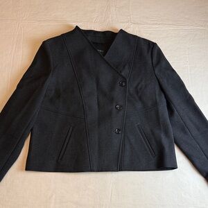 Banana Republic Women's Asymmetrical 3 Button Charcoal Blazer Size 12 Tall